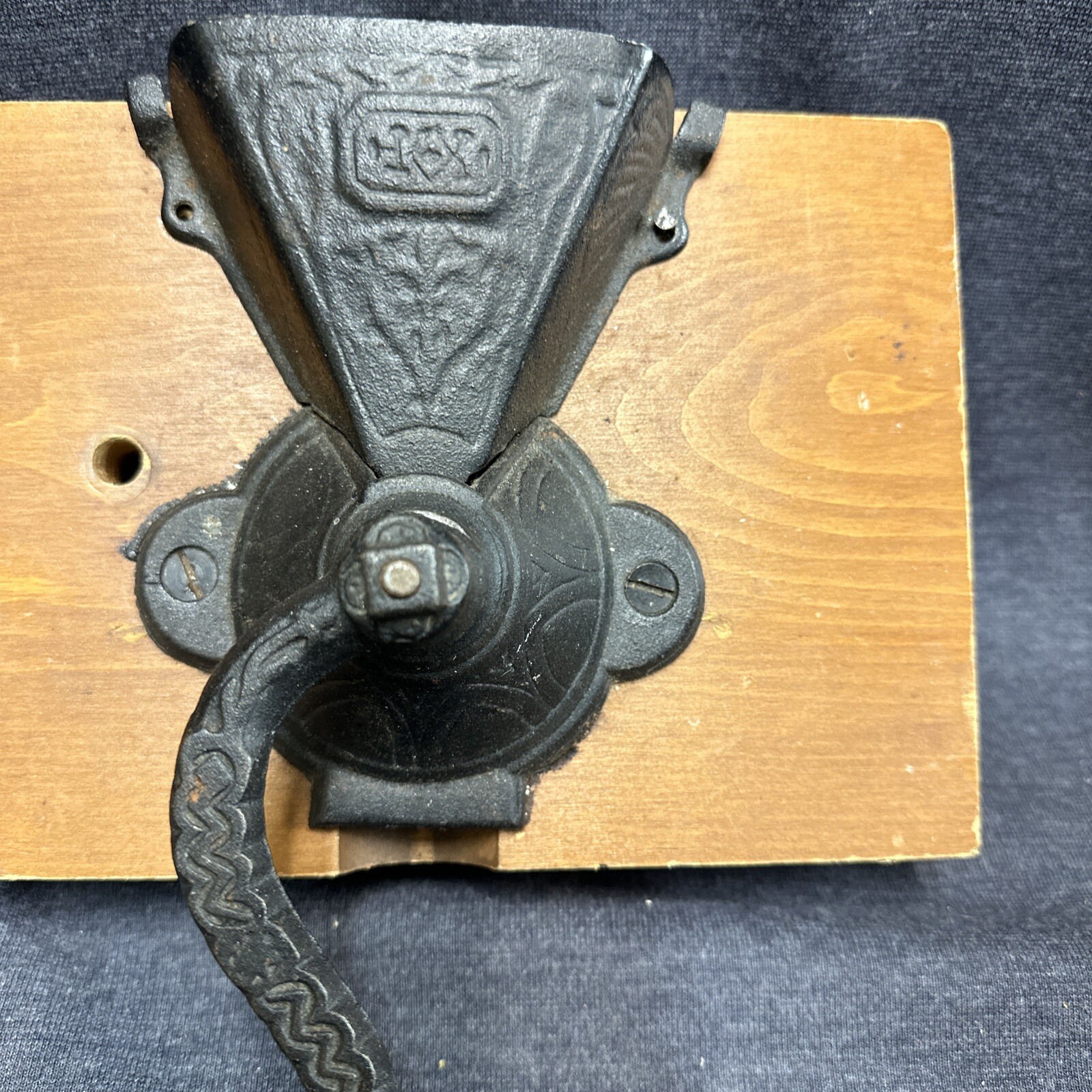 Antique Brighton Coffee Mill Grinder Cast Iron Hand Crank Wall Mounted