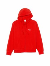 Victoria  s Secret PINK IVY FLEECE CAMPUS FULL-ZIP HOODIE Bright Vermillion - XS
