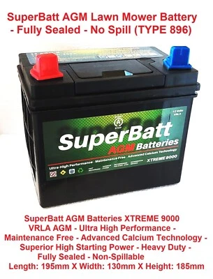 SuperBatt 32 AGM R Lawn Mower Battery TYPE 896 - COUNTAX C Series Garden Tractor