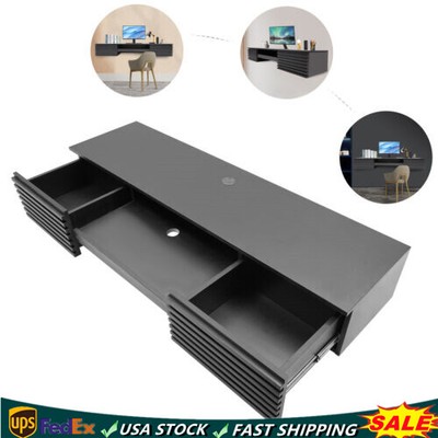 Wall Mounted Desk Floating Table Computer Desk with Pull Out Drawer & Outlet
