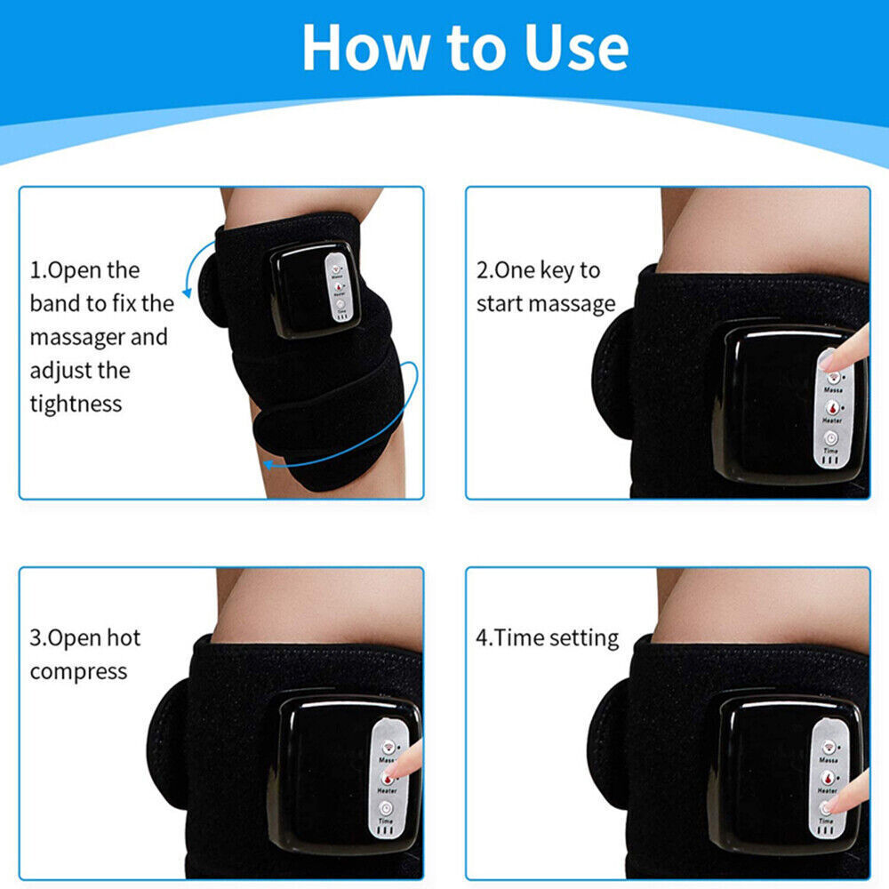Electric Heating Vibration Knee Joint Pad Legs Massager Therapy