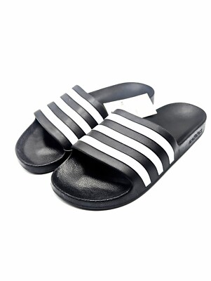 Adidas Men's Adilette Aqua Slides Black White Sandals Size 8 NEW