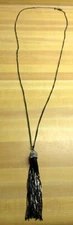 NEW CHARMING CHARLIE 42" long Dark Brown gold tone CLEAR CRYSTAL TASSEL Necklace