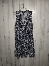 Gap Navy White Cat Floral Novelty Animal Print Sleeveless Summer Dress XS