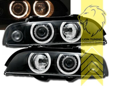 DEPO Angel Eyes Scheinwerfer für BMW E39 Limousine Touring schwarz für XENON