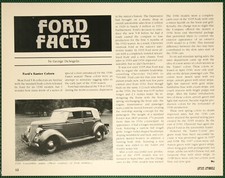 Ford 1936 Deluxe Easter Colors Maroon Blue Green Vintage Pictorial Article 1987