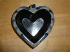Vintage 1995 Rowe Art Pottery Works Heart Shaped Bowl Dish W/ Handle Stoneware