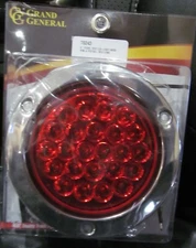 NEW GRAND GENERAL GG 78243 4" PEARL RED LIGHT W/SS RIM & PIGTAIL RED LENS