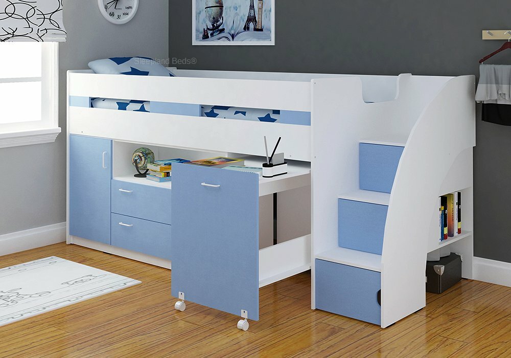 Supreme Kids Midsleeper Cabin Bed With Steps Storage Drawers