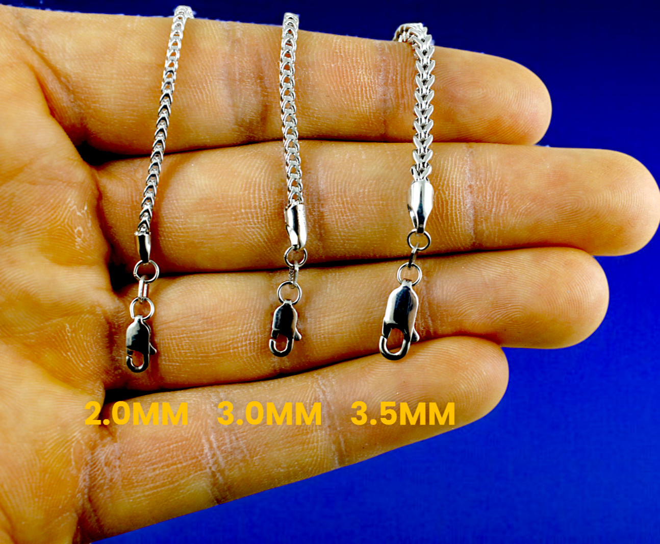 14K White Gold Square Franco Box Necklace Bracelet Chain Real 1mm-5.5mm 7"-30"