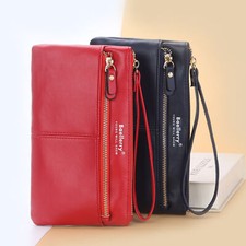 Small Leather Change Purse Touch Screen Cell Phone Wristlet Wallet Bag for Women