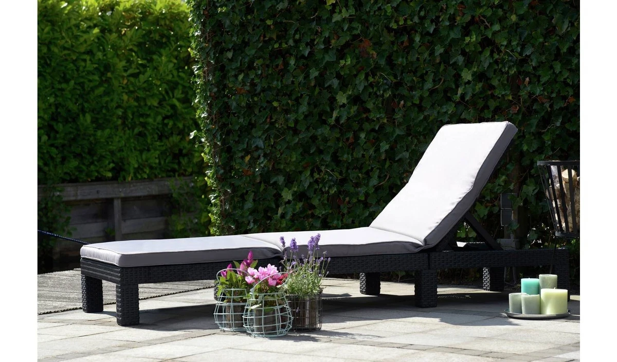 Keter Daytona Rattan Effect Sun Lounger Graphite eBay