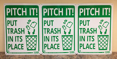 HILLMAN 840152 14 in. H x 10 in. W English White/Green Garbage Sign 3 Pk