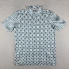 Straight Down Polo Shirt Mens Large Blue Teal Geometric Performance Short Sleeve
