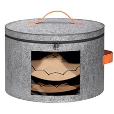 Round Cowboy Hat Box for 6-9 Caps, Large Felt Hat Organizer Bag for Men 