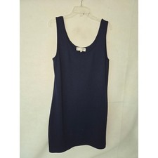 St John Collection Marie Gray Navy Blue Knit Tank Dress Size 14 Made in USA