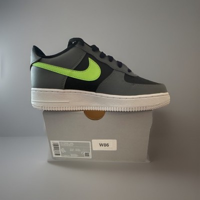 NEW! Nike Air Force 1 Unisex  Leather Low Top Sneakers Gray/Black/Green 6Y/7.5W