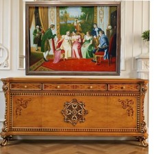 quadro dipinto a olio su tela grande classico barocco con cornice stile antico O