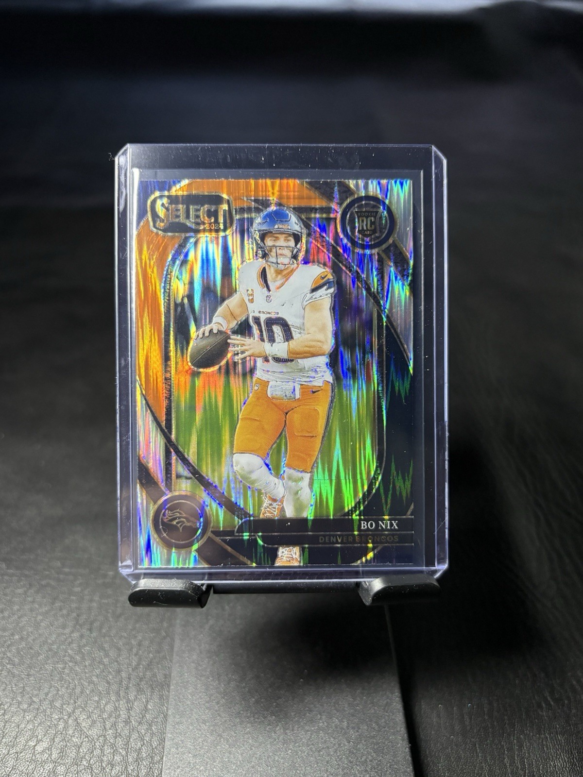 2024 Panini Select - Club Level Bo Nix #221 Black & Orange Shock Prizm (RC)