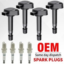 4X Ignition Coils + 4X Spark Plugs Set for 1999-2007 Honda Odyssey 3.5L UF242