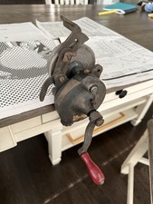 Vintage Hand Crank Bench Grinder Cast Iron Ma...