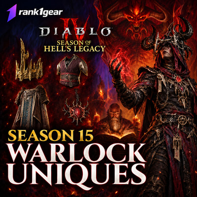 DIABLO 4   WARLOCK UNIQUES  SEASON 15  Hell's Legacy  1GA ITEMS UNIQUE D4