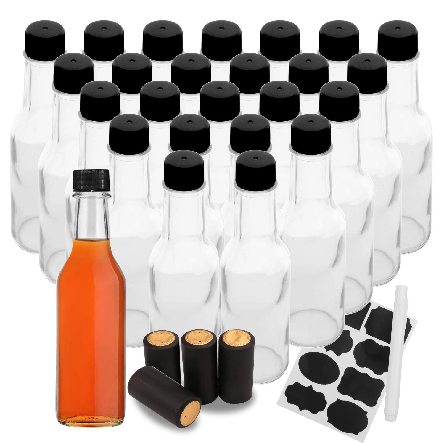 Accguan 5oz / 150ml Hot Sauce Bottles Glass Bottle Clear Oil for