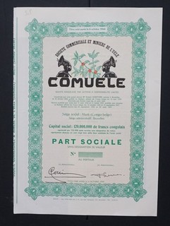 Congo / Belgium COMUELE Agricultural Co. 1957 share DECO