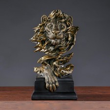 Simulation Lion Statue Sculpture Ornaments Art Statue for Home Bookshelf