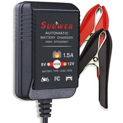 1.5-Amp Trickle Charger 8V/12V Fully-Automatic Battery Charger/Maintainer for...