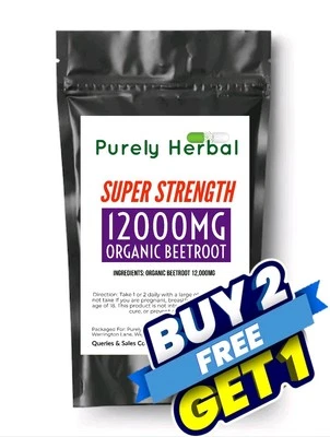 PURELY HERBAL 💊 High Strength Beetroot Extract Capsules 12,000mg | Natural Wellness Support