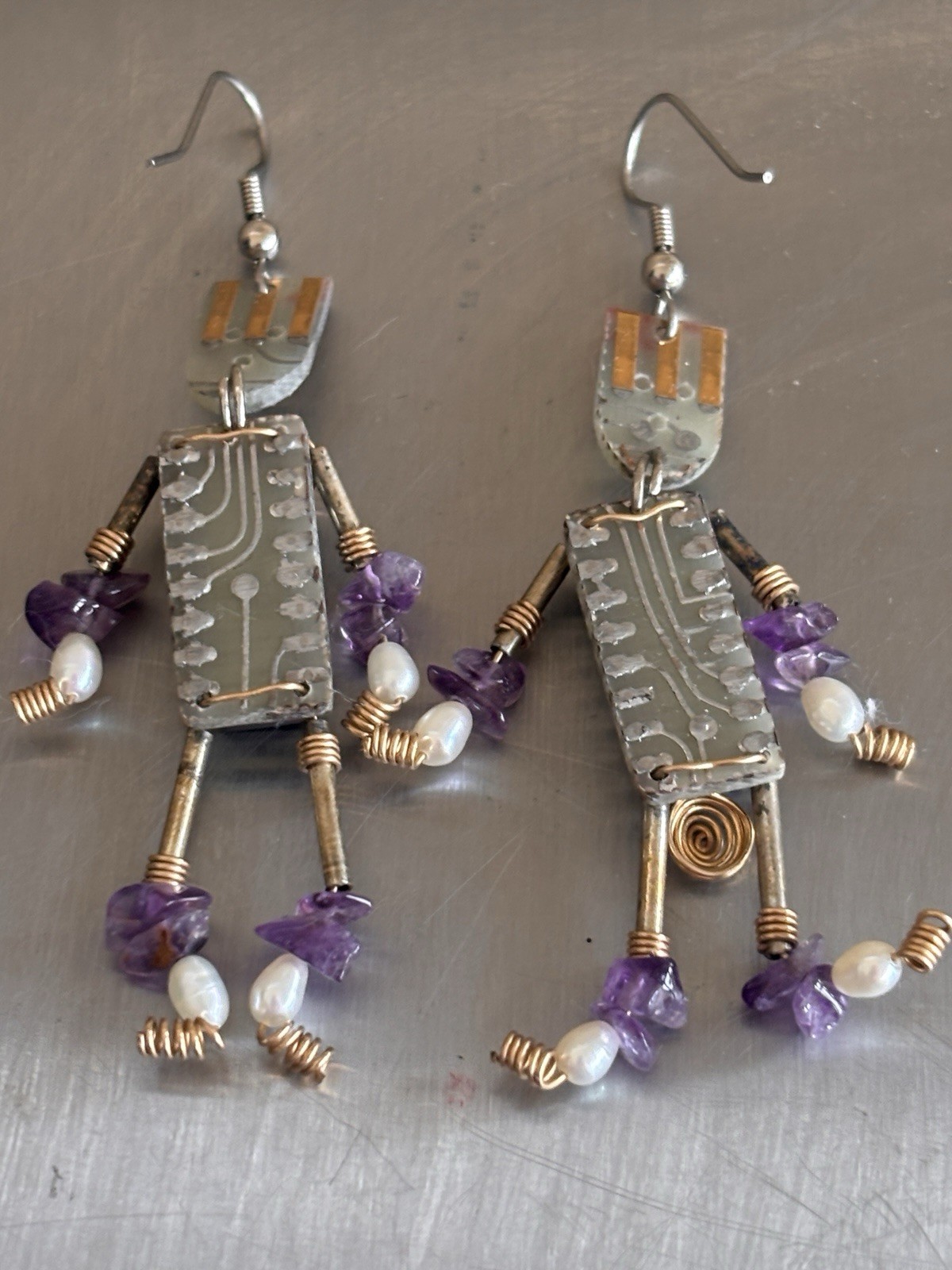 Handmade Computer Chip Robot Earrings Samsung IC … - image 12