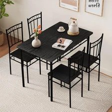 5-Piece Kitchen Dining Table Set with 4 Chairs Space-Saving Rectangular Table