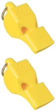 Fox 40 Classic Official 3-Chamber Pealess Whistle, Yellow (2-Pack)