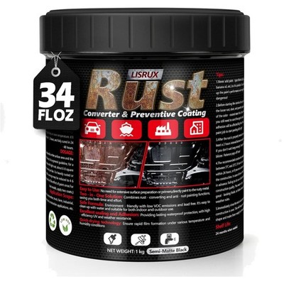 4-In-1 Rust Converter & Metal Primer, 34 Fl Oz Black Rust Inhibitor Paint for Me