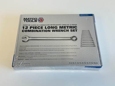 NEW Matco Tools SMCWLM12 12pc Metric LONG Chrome Wrench Set, 8mm to 19mm