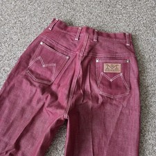 Vtg 60's -70s Maverick Blue Bell Jeans USA Western Pleated Denim Red Size 27x30