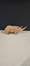 Hand Carved Wooden Rhino Carving Two-Tone Rhinoceros Treen Decorative 