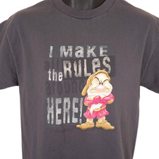 Vintage Grumpy Disney T Shirt Mens Size Medium Gray Y2K Snow White Seven Dwarfs
