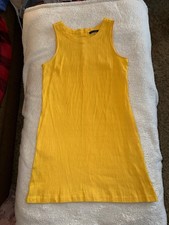 Tommy Hilfiger Yellow Crinkle Sleeveless Shift Dress Size 10