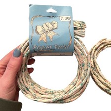 Vintage Floral Paper Twist Ribbon 6 Yards Craft Supplies