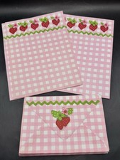 1970’s Pink Gingham Strawberry Stationary Set Paper Sheets & Envelopes