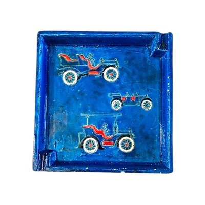 Vintage Mid Century Aldo Londi Bitossi Antique Car Ashtray 9.75'' x 9.5''