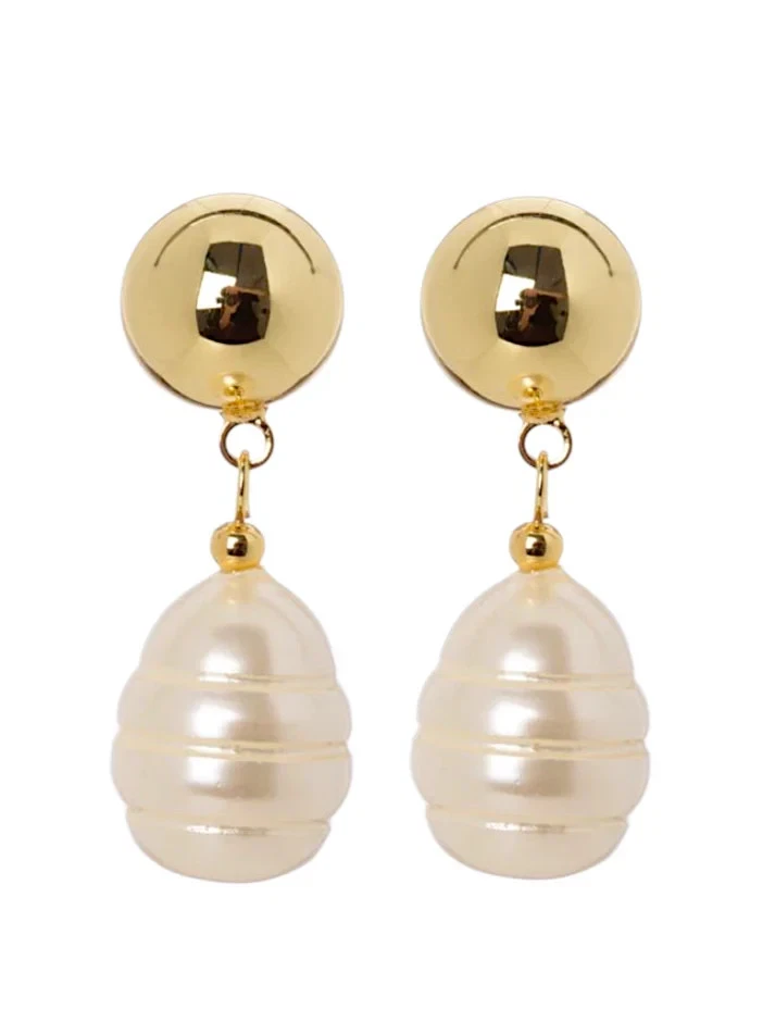The Circle Collezione Portofino Orecchini Donna In Ottone Con Pietra Perla – Lunghi 8,5 Cm – Made In Italy