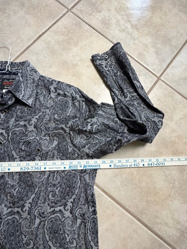 George Straight Troubadour Wrangler Collection Gray & Black Long Pearl Snap Sz L - Picture 13 of 17