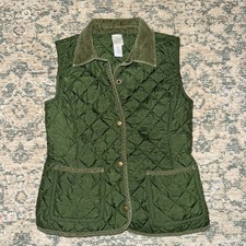 Crewcuts J.Crew Girls Green Quilted Vest Corduroy Trim Size 10 XXL