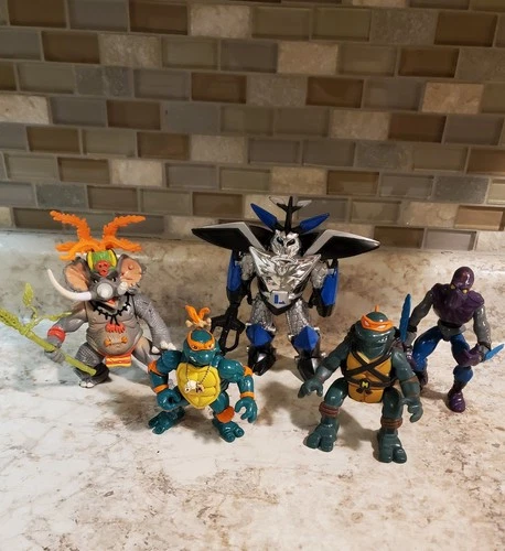 VTG TMNT Lot of 5 Figures - Doctor El, Foot Soldier, Cave Turtle Mike - 1988-94