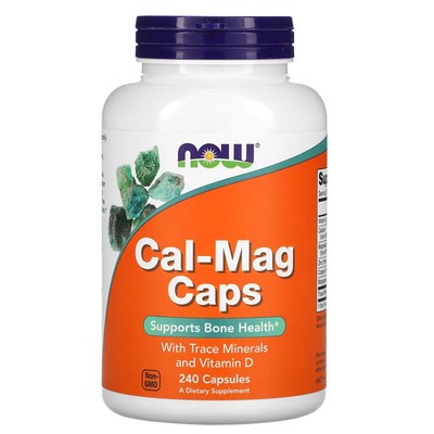 2 X  NOW Foods, Cal-Mag Caps with Vitamins D and K, 240 Capsules