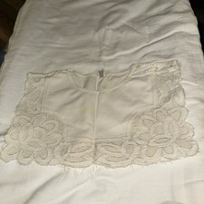 Vintage Collar Overlay White Cotton Med. Collar Buttons Scroll Design