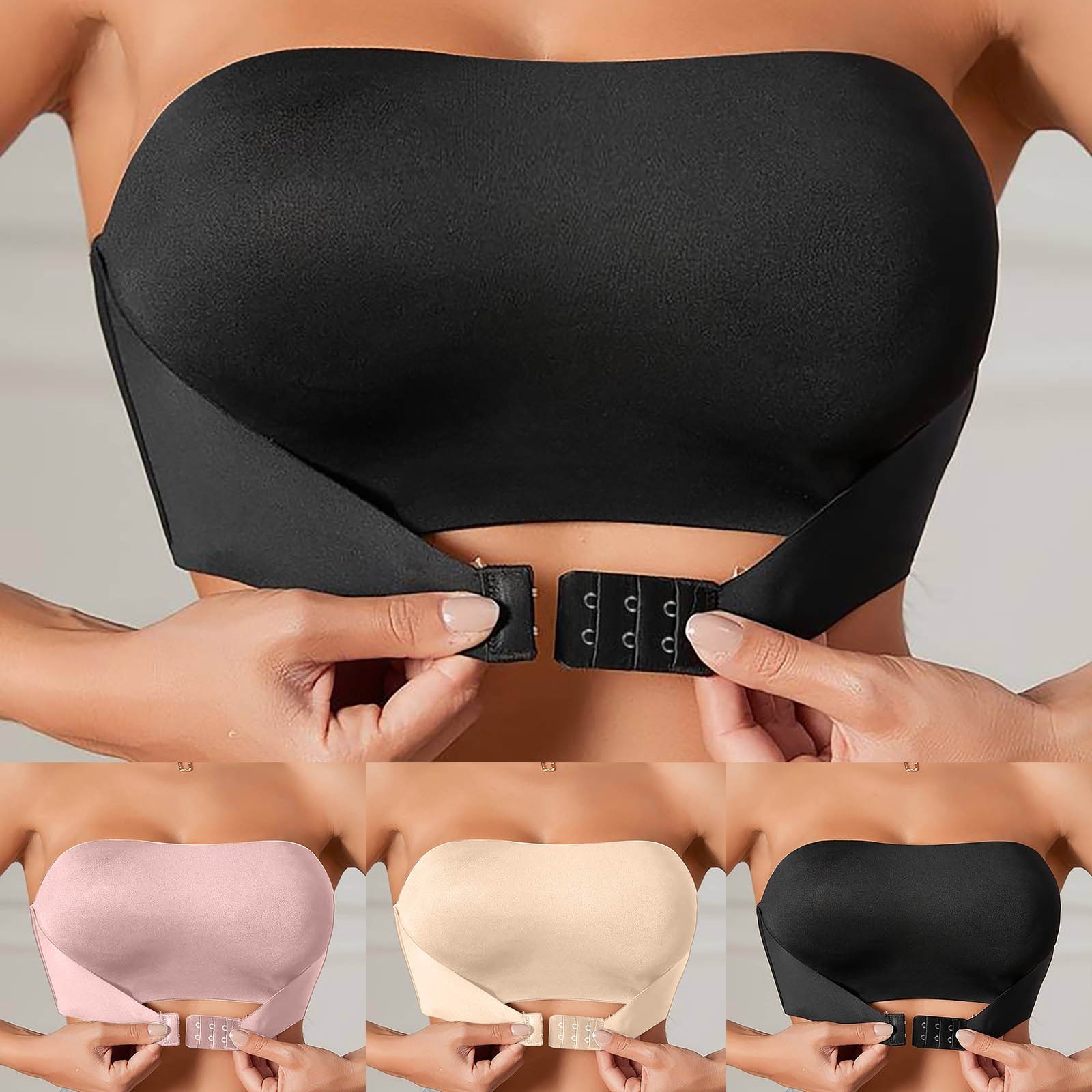 Strapless Push Up Bra Women Front Closure Seamless invisible Lingerie Solid Bras